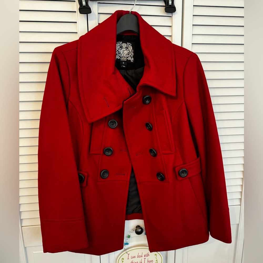 Esprit | Red Wool Double Breasted Peacoat Size L petite